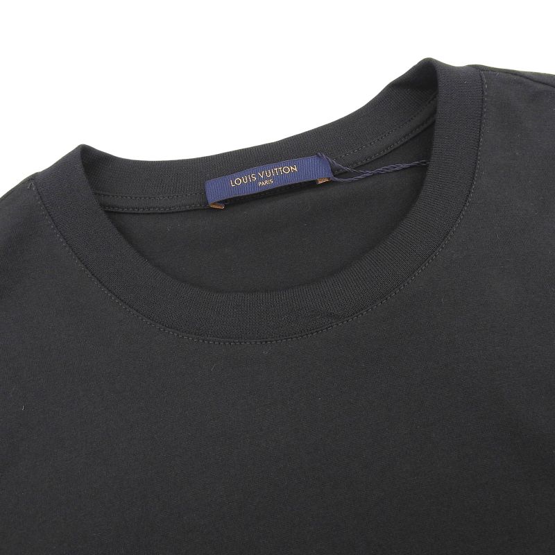 Louis Vuitton 100% Cotton LV Circle Logo Embroidery Short Sleeve T-shirt Black