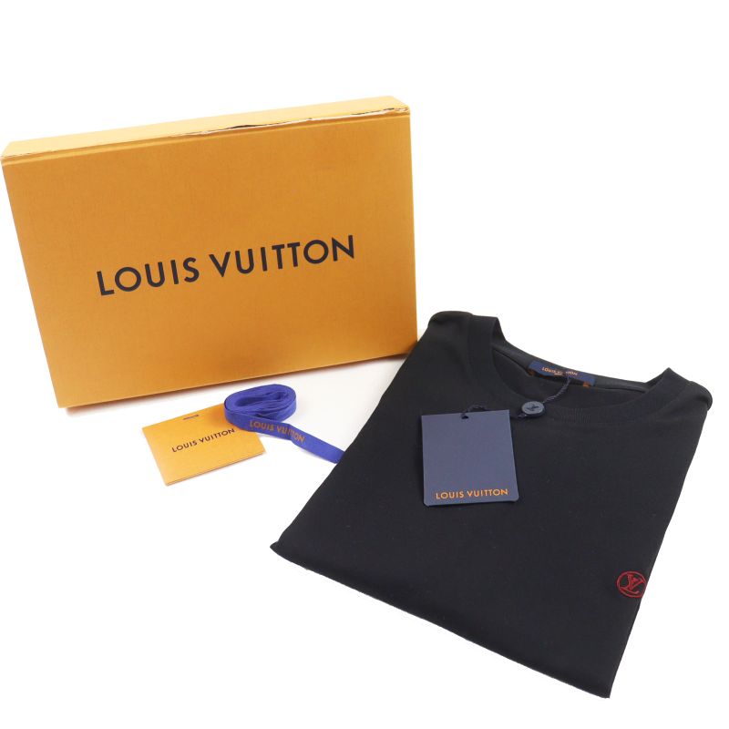 Louis Vuitton 100% Cotton LV Circle Logo Embroidery Short Sleeve T-shirt Black