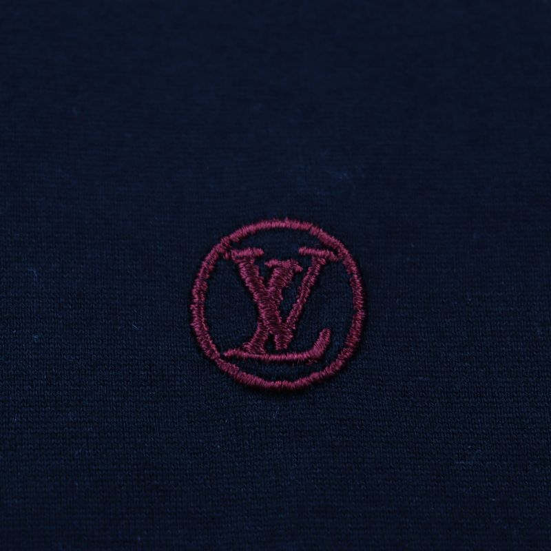 Louis Vuitton 100% Cotton LV Circle Logo Embroidery Short Sleeve T-shirt Black