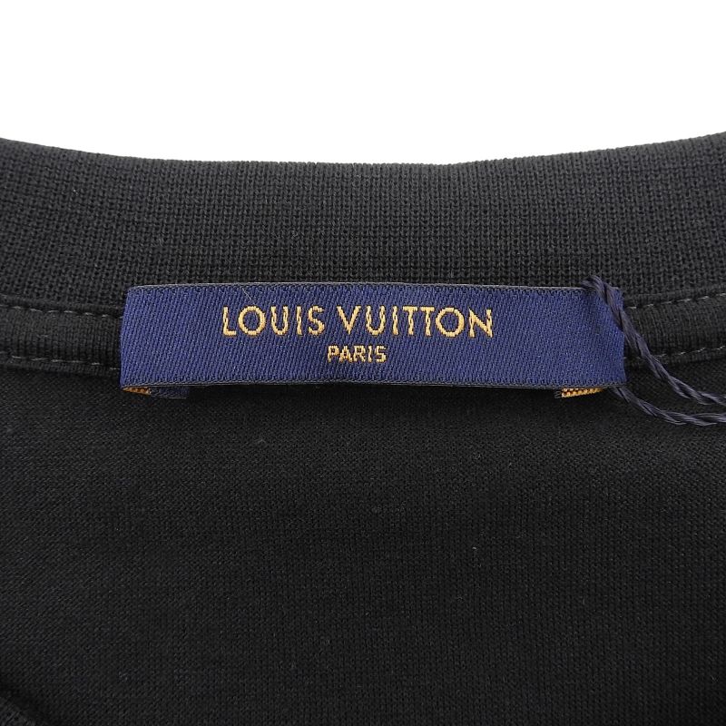 Louis Vuitton 100% Cotton LV Circle Logo Embroidery Short Sleeve T-shirt Black