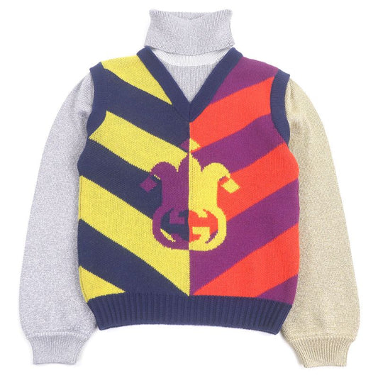 Gucci 23SS 724770 Turtleneck Docking Design Long Sleeve Knit Sweater Multicolor