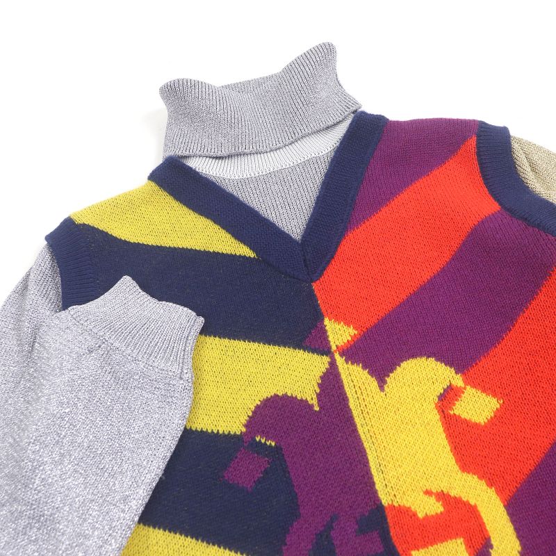 Gucci 23SS 724770 Turtleneck Docking Design Long Sleeve Knit Sweater Multicolor