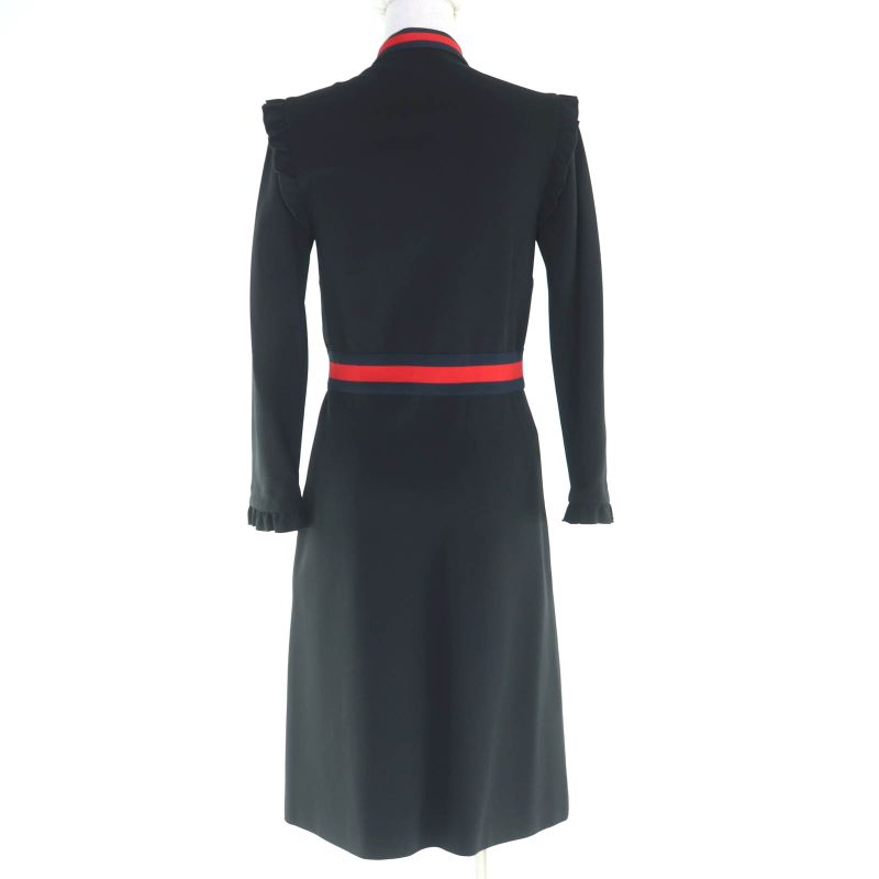 Gucci 457032 Web Trim Short A-line Long Sleeve Plain Office Style Dress/dress