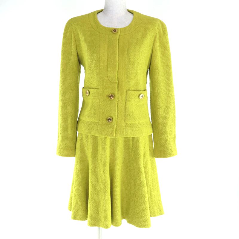 CHANEL Vintage Tweed Jacket With Coco Mark Buttons + Flared Skirt Setup