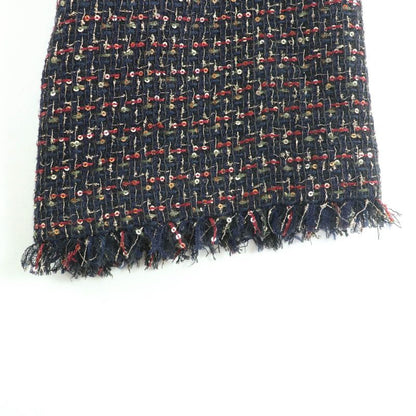 CHANEL 12A P44038 Button With Stones Sequins Tweed Collarless Jacket Multi 34