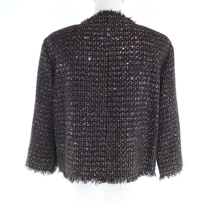 CHANEL 12A P44038 Button With Stones Sequins Tweed Collarless Jacket Multi 34