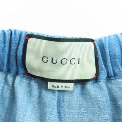 Gucci 527609 Cotton Logo Lace Long Length Dungaree Skirt Indigo 38 With Box