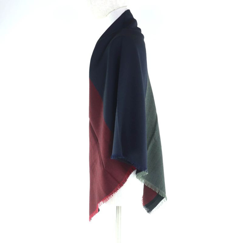 Hermes H583697 Carré 120 Cashmere Silk Blend Rouge/marine/kaki Large Shawl With