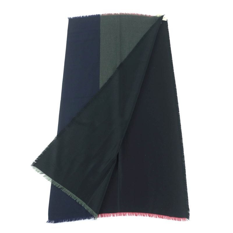 Hermes H583697 Carré 120 Cashmere Silk Blend Rouge/marine/kaki Large Shawl With