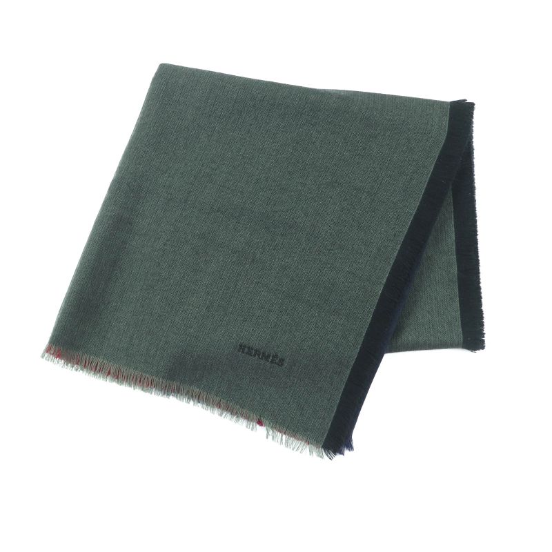 Hermes H583697 Carré 120 Cashmere Silk Blend Rouge/marine/kaki Large Shawl With