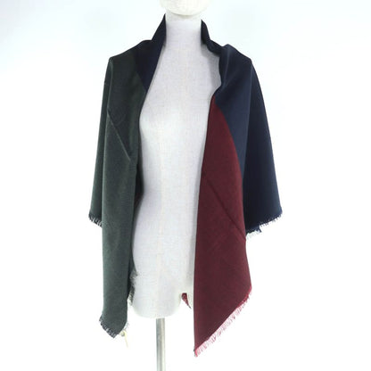 Hermes H583697 Carré 120 Cashmere Silk Blend Rouge/marine/kaki Large Shawl With