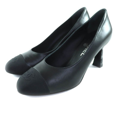 CHANEL 23S G40154 Lambskin Coco Embroidered Matelasse Plain Toe Leather Pumps