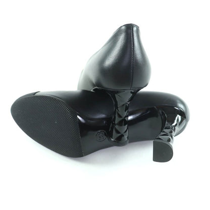 CHANEL 23S G40154 Lambskin Coco Embroidered Matelasse Plain Toe Leather Pumps