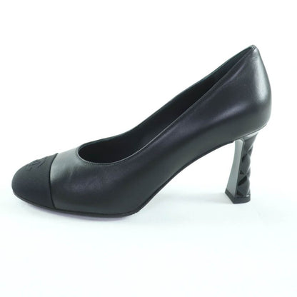 CHANEL 23S G40154 Lambskin Coco Embroidered Matelasse Plain Toe Leather Pumps