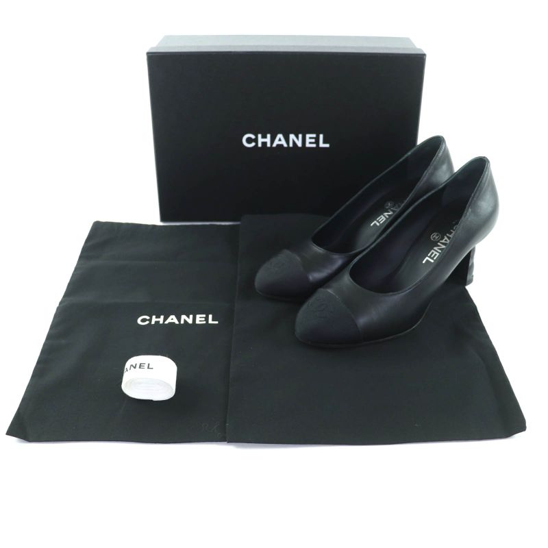 CHANEL 23S G40154 Lambskin Coco Embroidered Matelasse Plain Toe Leather Pumps
