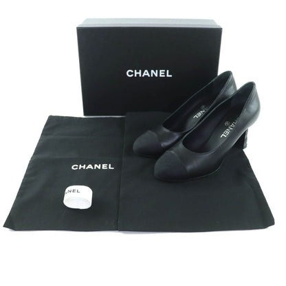 CHANEL 23S G40154 Lambskin Coco Embroidered Matelasse Plain Toe Leather Pumps