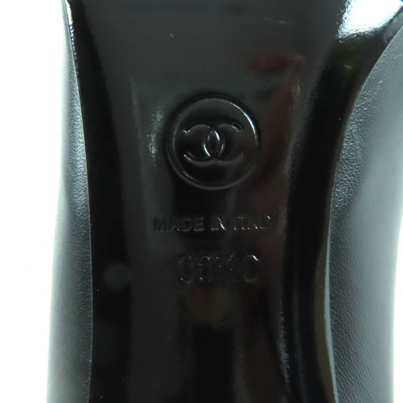 CHANEL 23S G40154 Lambskin Coco Embroidered Matelasse Plain Toe Leather Pumps