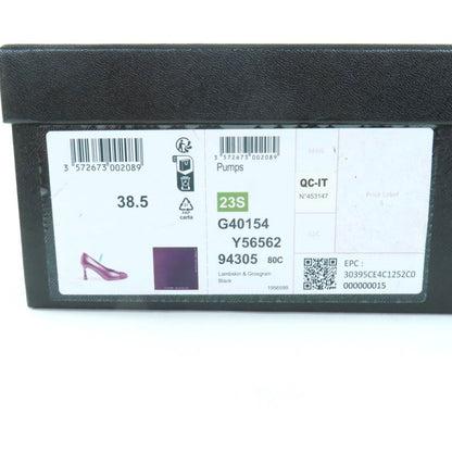 CHANEL 23S G40154 Lambskin Coco Embroidered Matelasse Plain Toe Leather Pumps