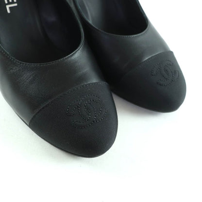 CHANEL 23S G40154 Lambskin Coco Embroidered Matelasse Plain Toe Leather Pumps