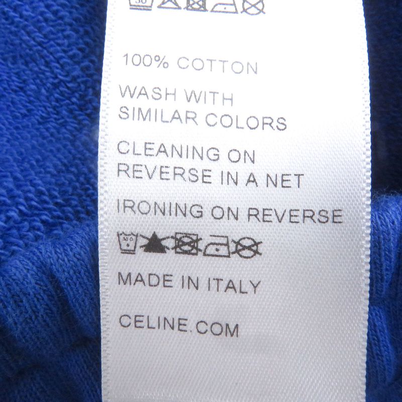 Celine 2z056052h 100% Cotton Logo Print Sweatpants Jogger Pants Blue L Made In