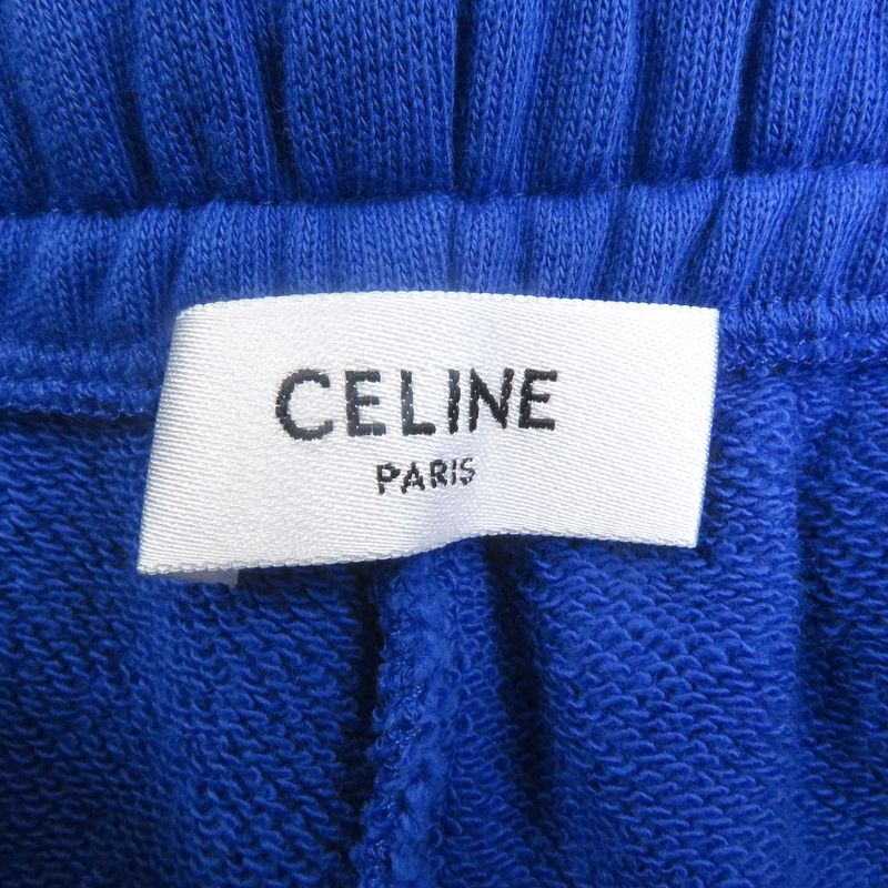 Celine 2z056052h 100% Cotton Logo Print Sweatpants Jogger Pants Blue L Made In