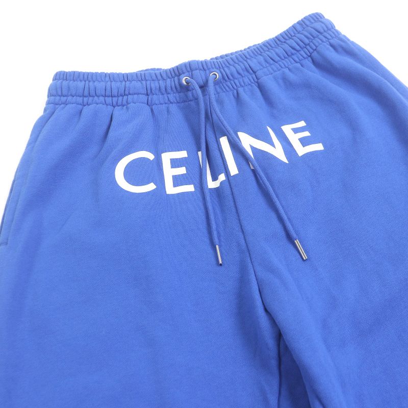 Celine 2z056052h 100% Cotton Logo Print Sweatpants Jogger Pants Blue L Made In