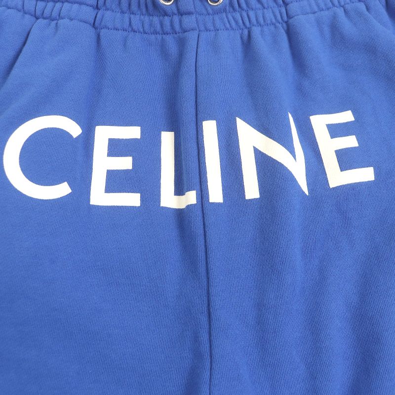 Celine 2z056052h 100% Cotton Logo Print Sweatpants Jogger Pants Blue L Made In