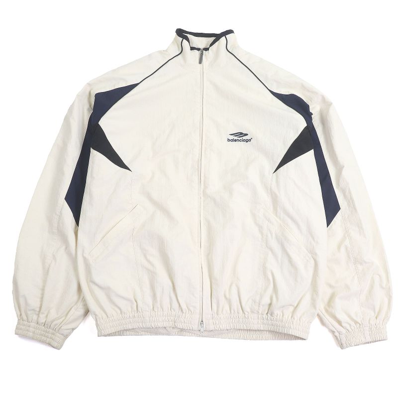 Balenciaga 23SS 746483 Sport Icon Track Blouson Jacket Ivory S Made In Italy