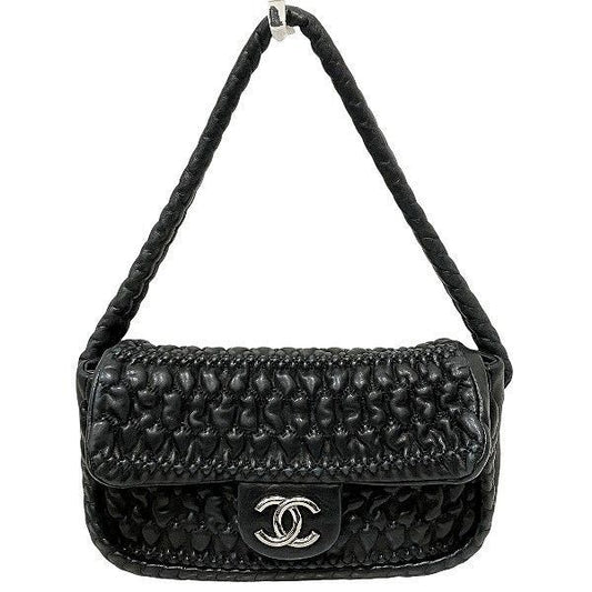 Chanel Bubble Quilt Black Bag Handbag Shoulder Bag Women