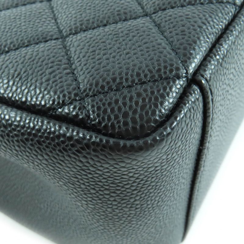 CHANEL A50995 Matelasse Coco Mark Caviar Skin GST Tote Bag Black With Silver
