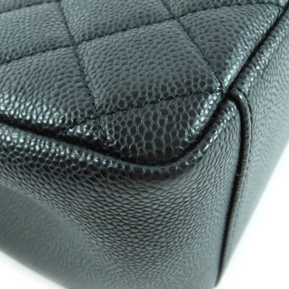CHANEL A50995 Matelasse Coco Mark Caviar Skin GST Tote Bag Black With Silver