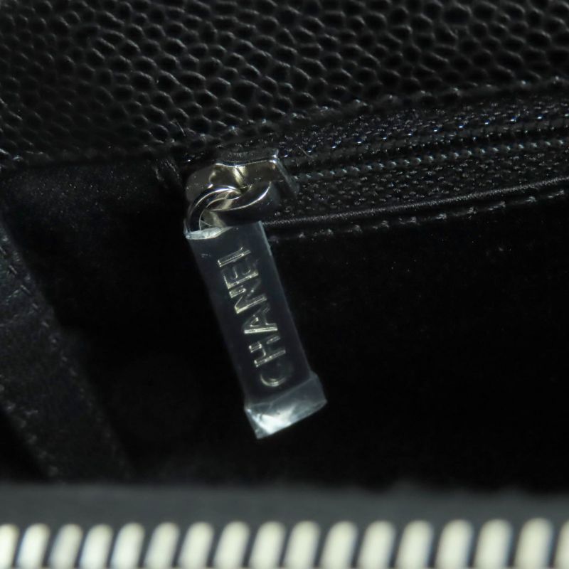 CHANEL A50995 Matelasse Coco Mark Caviar Skin GST Tote Bag Black With Silver