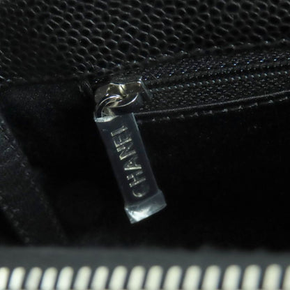 CHANEL A50995 Matelasse Coco Mark Caviar Skin GST Tote Bag Black With Silver