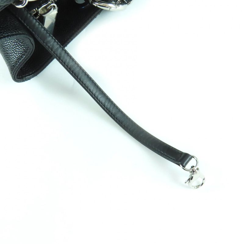 CHANEL A50995 Matelasse Coco Mark Caviar Skin GST Tote Bag Black With Silver