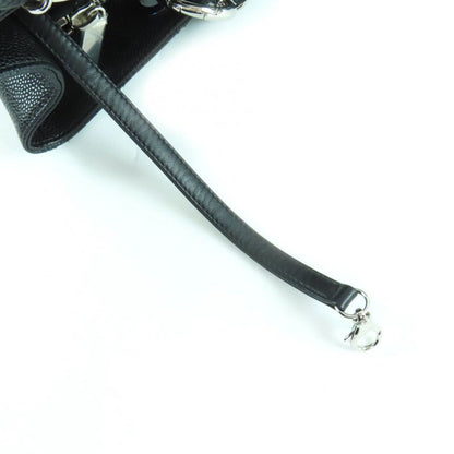CHANEL A50995 Matelasse Coco Mark Caviar Skin GST Tote Bag Black With Silver