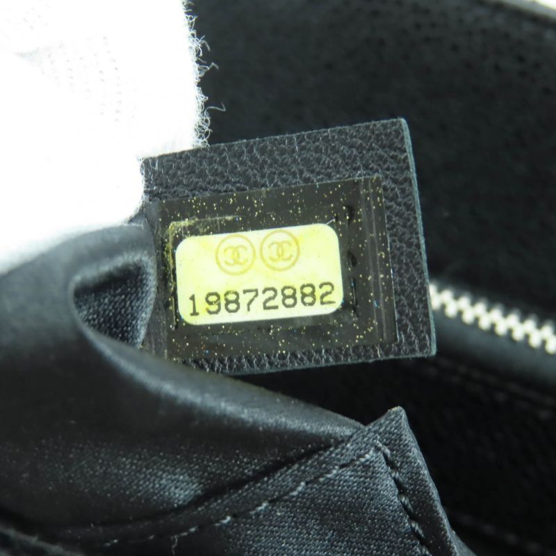 CHANEL A50995 Matelasse Coco Mark Caviar Skin GST Tote Bag Black With Silver