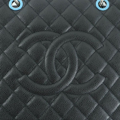 CHANEL A50995 Matelasse Coco Mark Caviar Skin GST Tote Bag Black With Silver