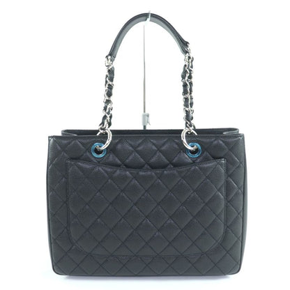 CHANEL A50995 Matelasse Coco Mark Caviar Skin GST Tote Bag Black With Silver