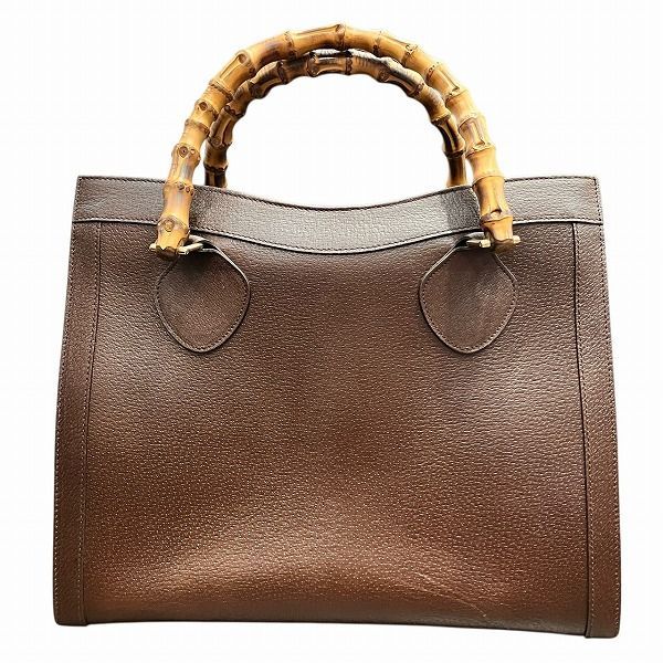 Gucci Bamboo Diana 002-8260 Brown Leather Bag Handbag Women
