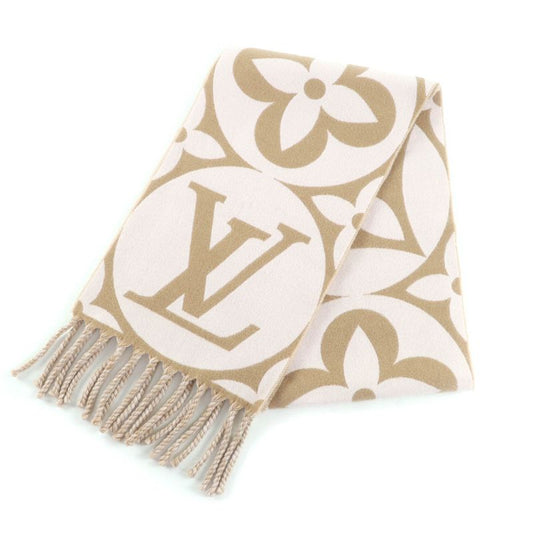 Louis Vuitton 2024 M79213 Flight Mode Scarf LV Medallion Wool Beige/rose