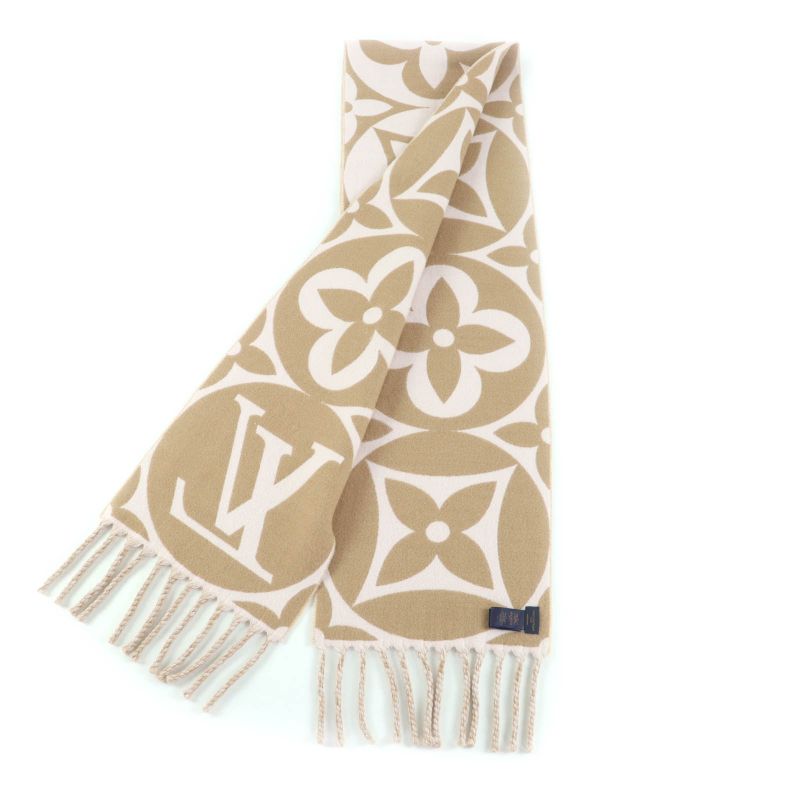 Louis Vuitton 2024 M79213 Flight Mode Scarf LV Medallion Wool Beige/rose