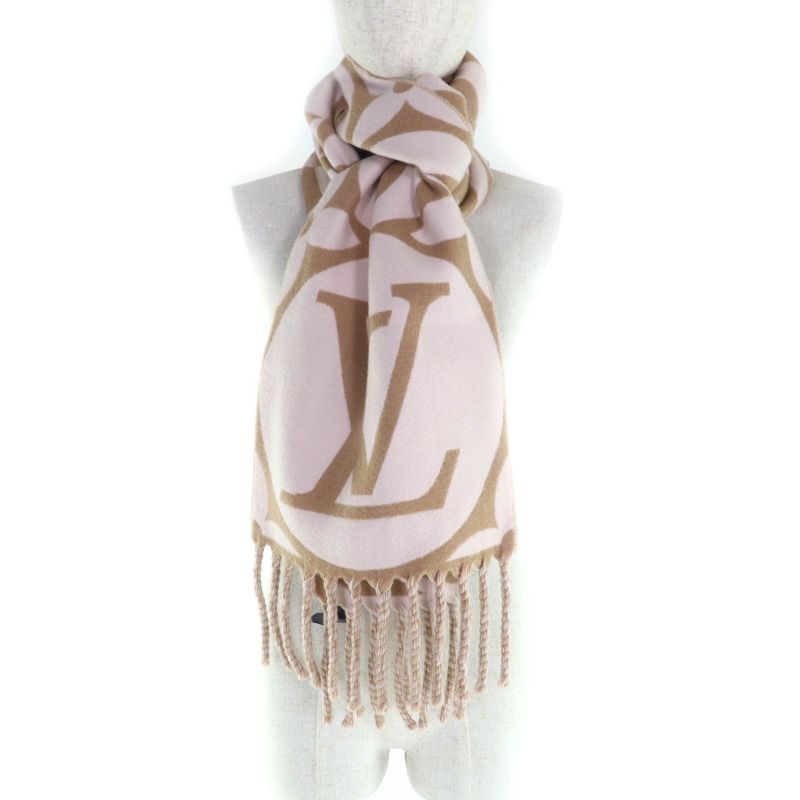 Louis Vuitton 2024 M79213 Flight Mode Scarf LV Medallion Wool Beige/rose