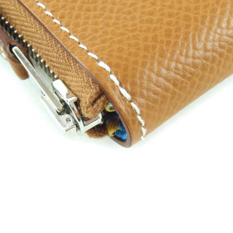 Hermes Azap Compact Mini Silk Quin Gold Vaux Epson Coin Case With W Engraved