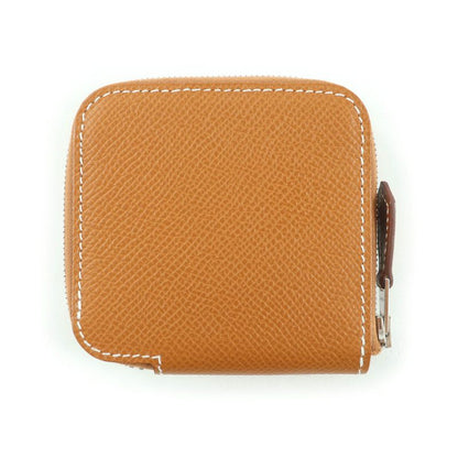 Hermes Azap Compact Mini Silk Quin Gold Vaux Epson Coin Case With W Engraved