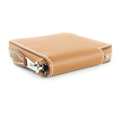 Hermes Azap Compact Mini Silk Quin Gold Vaux Epson Coin Case With W Engraved