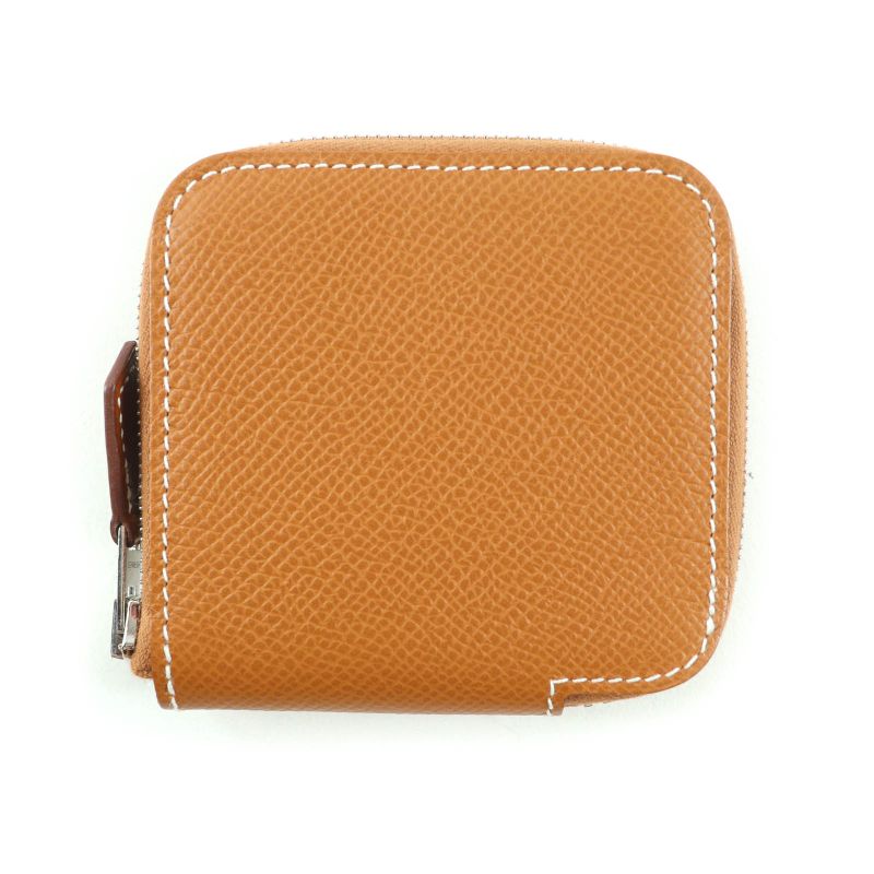 Hermes Azap Compact Mini Silk Quin Gold Vaux Epson Coin Case With W Engraved