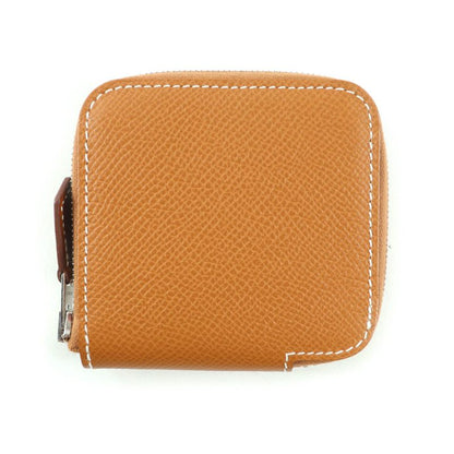 Hermes Azap Compact Mini Silk Quin Gold Vaux Epson Coin Case With W Engraved