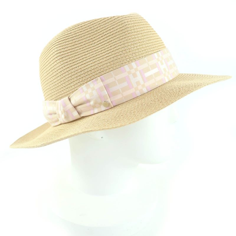 Hermes H251062n Izia H Quilted Natural/aurora Serie Hardware Straw Hat/pepper