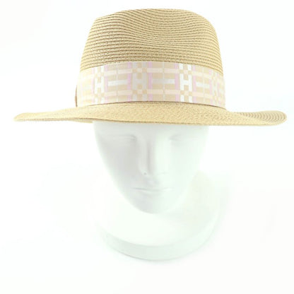 Hermes H251062n Izia H Quilted Natural/aurora Serie Hardware Straw Hat/pepper