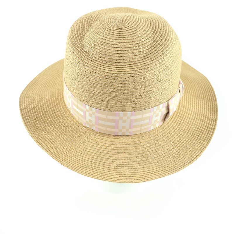 Hermes H251062n Izia H Quilted Natural/aurora Serie Hardware Straw Hat/pepper